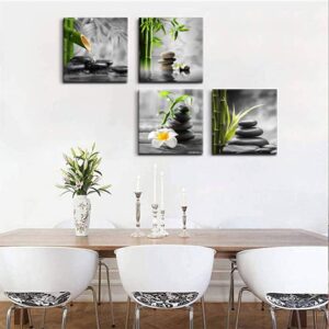Zen Bathroom Decor Black and White Wall Art Grey Green Room Decor Stone Bamboo Pictures - Image 4