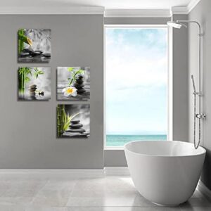 Zen Bathroom Decor Black and White Wall Art Grey Green Room Decor Stone Bamboo Pictures - Image 6