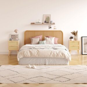 YAUKOMEL Rattan Nightstand Set of 2, Wood End Table - Image 8