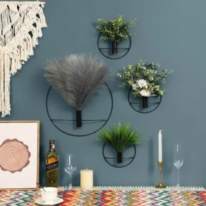 Pretty Jolly Boho Wall Decor, Wall-Mounted Metal Art, Hanging Artificial Pampas Display - Image 7