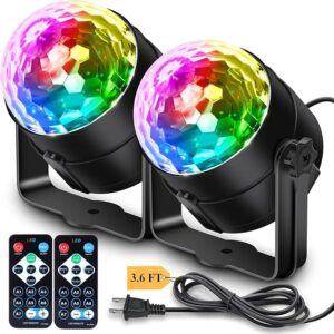 Apeocose 2-Pack Disco Ball Party Lights Sound Activated Remote Control Music Sync DJ Strobe Stage Lamp - Image 3