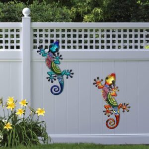 HONGLAND Metal Gecko Wall Art 2 Pack 15 Inch Lizard Outdoor Decor - Image 6