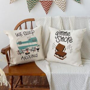 AVOIN colorlife Camper Trailer Campfire Throw Pillow Covers - Image 3