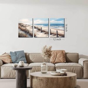 Blue Beach Canvas Wall Art for Living Room Bedroom Bathroom Nature Landscape Pictures - Image 5