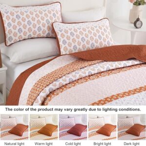 Boho Quilt Set King Size Orange Striped Bedspread Coverlet Set - Image 4