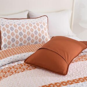 Boho Quilt Set King Size Orange Striped Bedspread Coverlet Set - Image 5